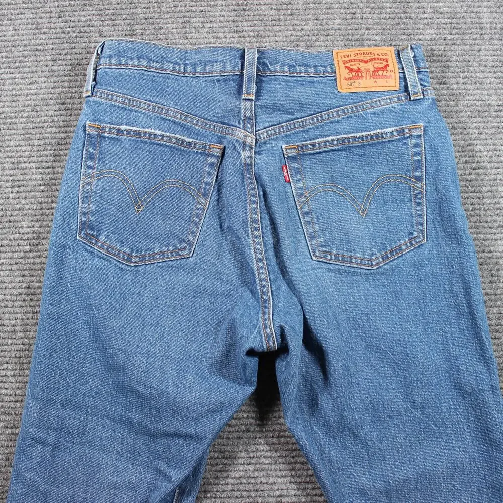 Levi’s Jeans Womens 29x28 Light Blue 501 Skinny Button Fly Stretch - Picture 7 of 10